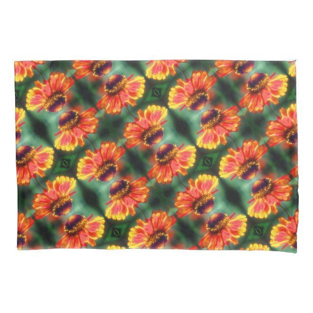 Dreamy Zinnia Flower Pattern Pillowcase (Front)