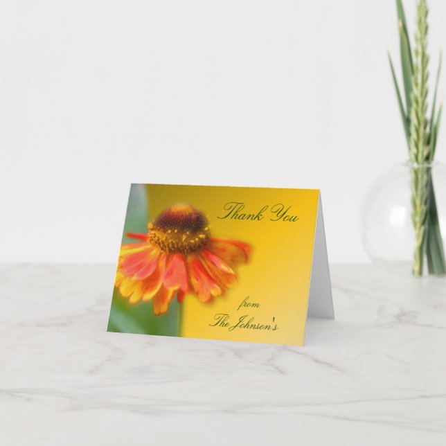 Dreamy Zinnia Flower Thank You Card (Front)