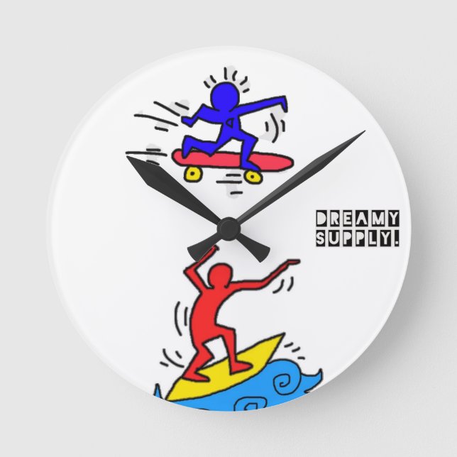 DreamySupply Cali Lifestyle Pop Art Round Clock (Front)