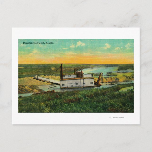 Dredging for GoldMining in AlaskaState Postcard (Front)