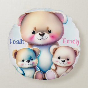 drei Bären - Aquarell für Kinder Round Cushion