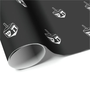 Dreidel black & white pattern Hanukkah Gift Wrapping Paper