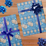 Dreidel Rustic Oak Cute Personalised Hanukkah Wrapping Paper<br><div class="desc">This cute personalised Hanukkah dreidel wrapping paper in blue and white with polka dots is so easy to customise. Add your family name (as the to or from) or a child's name which will appear in the design in a simple white font on the medium dark blue background. Rustic simulated...</div>