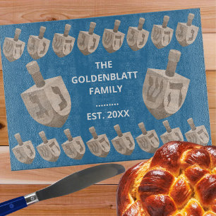 Dreidel Rustic Oak Hanukkah Personalised Challah Cutting Board