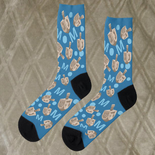 Dreidel Rustic Oak Optional Monogram Hanukkah Socks