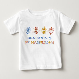 Dreidels 1st Hanukkah Personalised Baby Tee