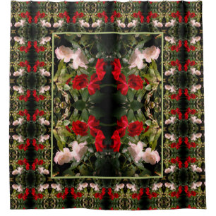 Drenched Red And White Roses Abstract Shower Curtain