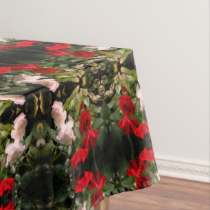 Drenched Red And White Roses Abstract      Tablecloth