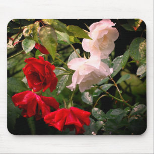 Drenched Roses Flower Mouse Pad
