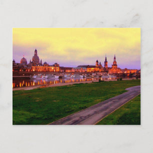 Dresden at night postcard