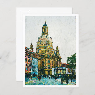 Dresden Germany Beautiful Oil Paint City Landscape Postcard