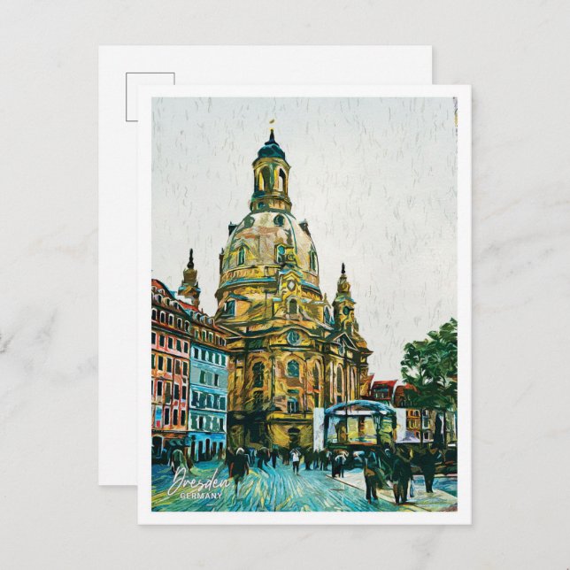Dresden Germany Beautiful Oil Paint City Landscape Postcard (Front/Back)