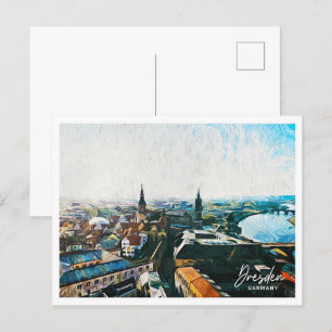 Dresden Germany Beautiful Oil Paint Landscape Postcard