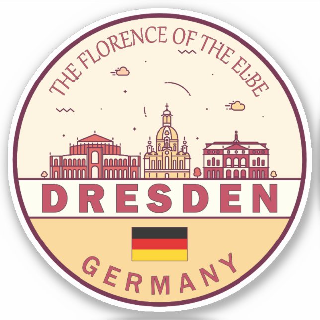 Dresden Germany City Skyline Emblem (Front)