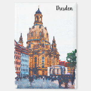 Dresden Germany Frauenkirche City View Magnet