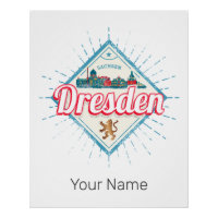 Dresden Germany Saxony Retro Skyline Vintage
