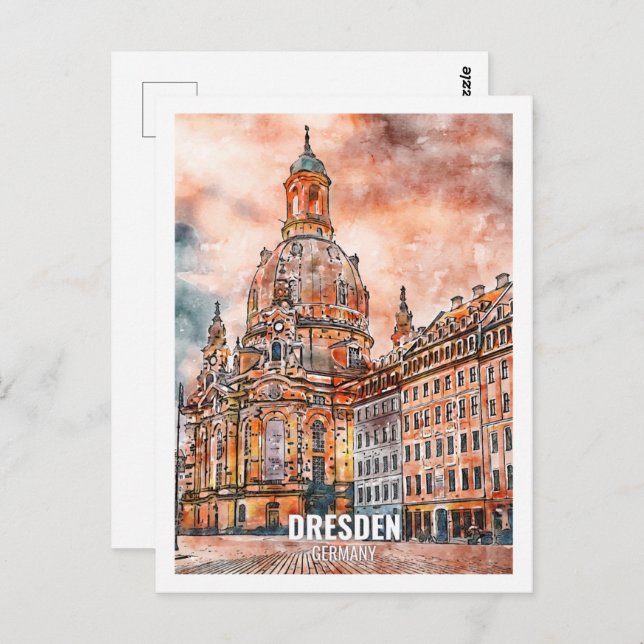 Dresden Germany Travel Place Watercolor Postcard (Front/Back)