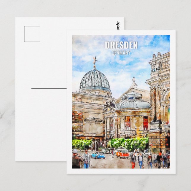 Dresden Germany Travel Place Watercolor Postcard (Front/Back)