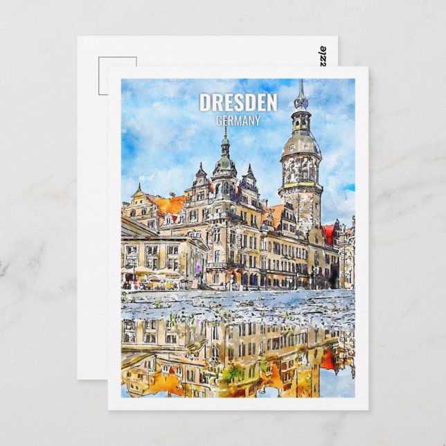 Dresden Germany Travel Place Watercolor Postcard (Front/Back)