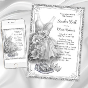 Dress Bling Sneaker Ball Birthday Party  Invitation