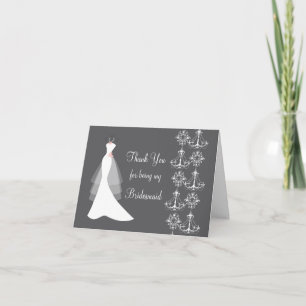 Dress, chandelier Wedding Thank You Bridesmaid Card