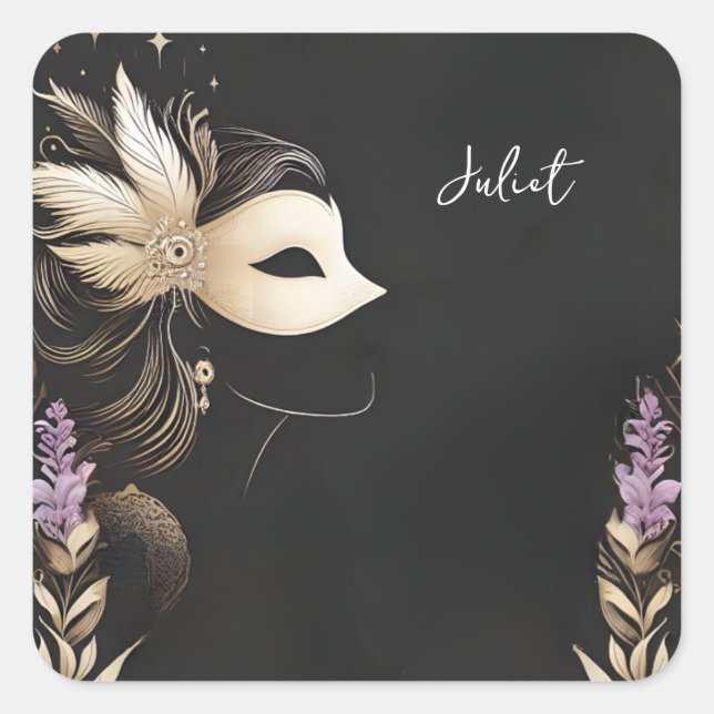 Dress Code Prom Masquerade Ball Bridal Shower Square Sticker (Front)