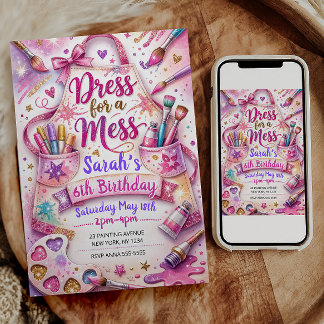 Dress for a Mess Birthday Invitation for Girl