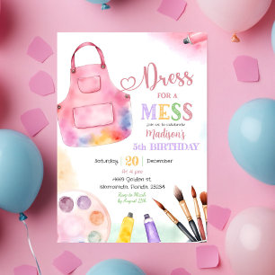 Dress for a Mess Girl Art Painting Party Birthday Invitation