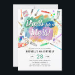 Dress for a Mess Kids Art Paint Painting Birthday Invitation<br><div class="desc">Cute Watercolor Dress for a Mess Kids Art Paint Painting Birthday Invitation</div>
