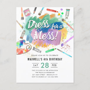 Dress for a Mess Kids Art Paint Painting Birthday Postcard