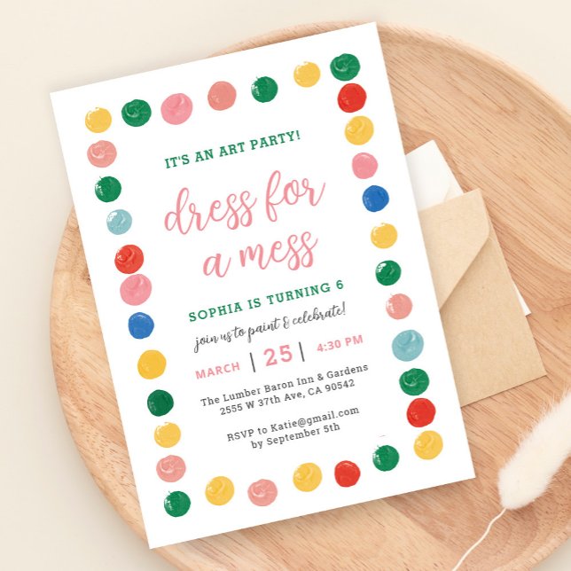 Dress For A Mess Painting Party Kids Invitation (Creator Uploaded)