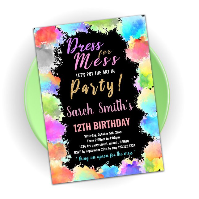 Dress for Mess Paint Birthday Invitations (Creator Uploaded)