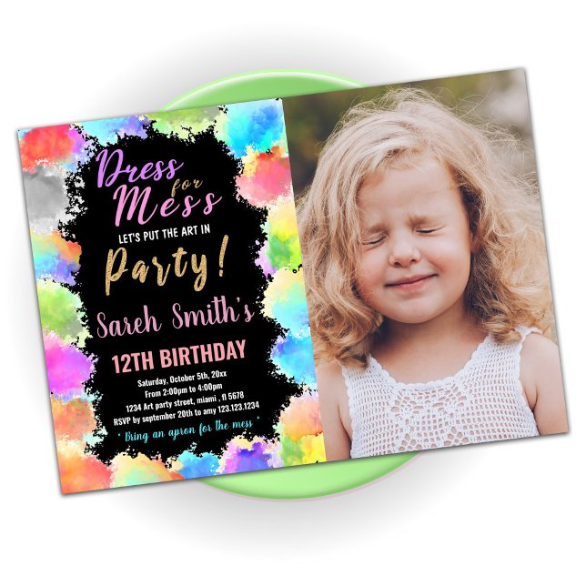 Dress for Mess Paint Birthday With Photo Invitation (Creator Uploaded)