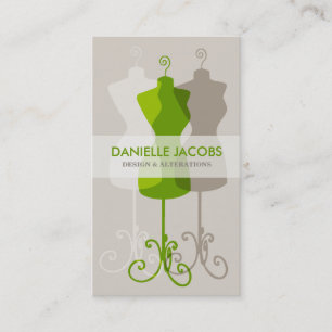 Dress Form Alteration & Fashion Design Card green