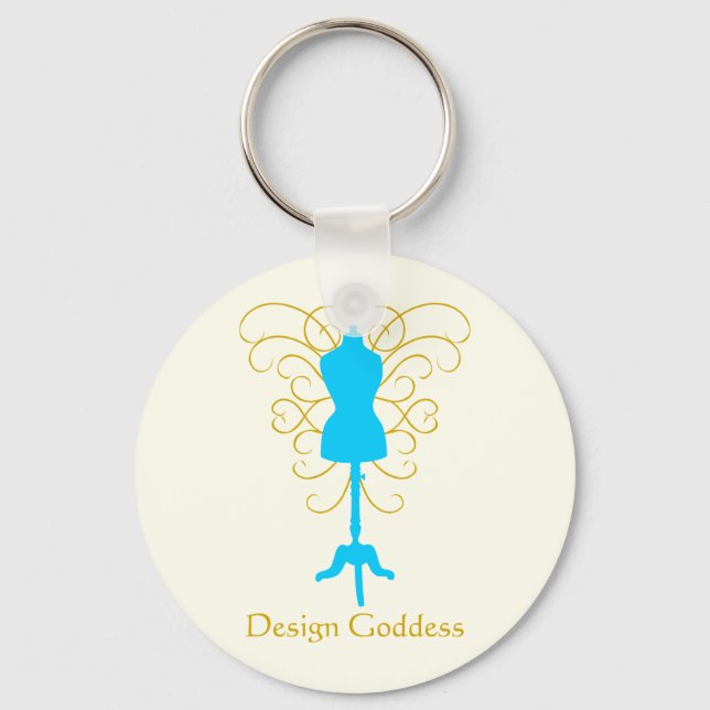 Dress Form with Swirls - Design Goddess Key Ring (Front)