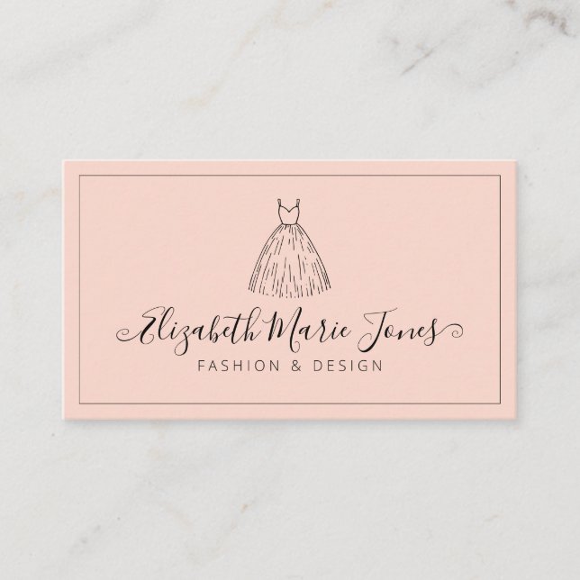 Dress Mannequin Blush Pink Minimalist Girly Script Business Card (Front)