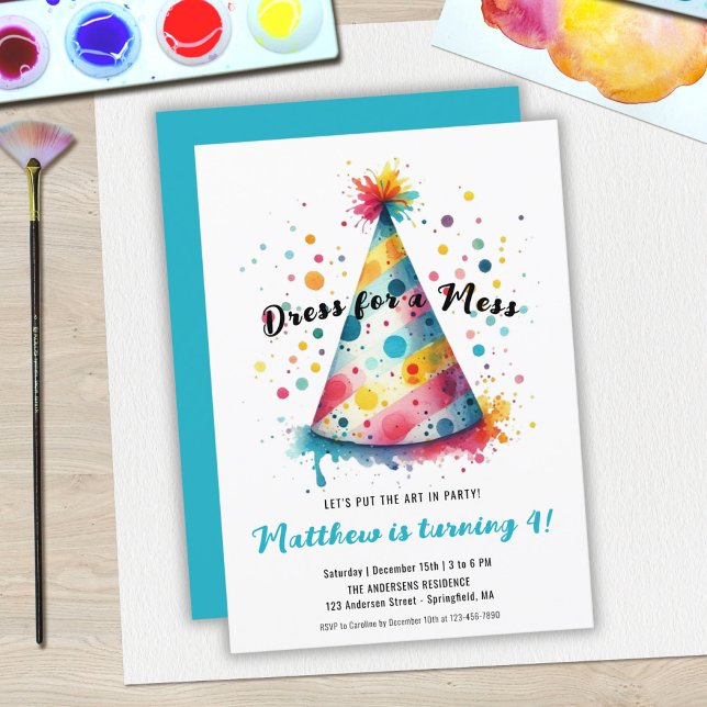 Dress Mess Kids Art Painting Party Boy Birthday Invitation (Creator Uploaded)