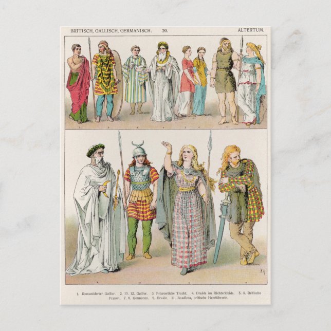 Dress of the Britons, Gauls and Germans Postcard (Front)
