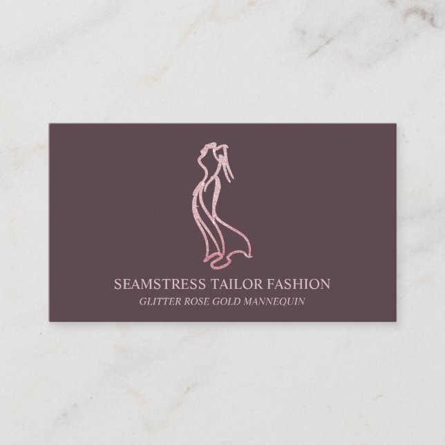 Dress Rose gold Seamstress Tailor wedding Business Card (Front)