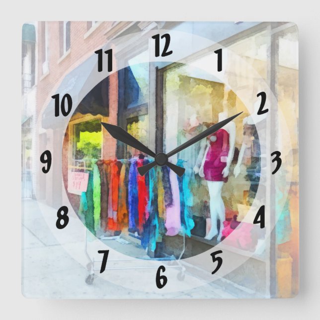 Dress Shop Hoboken NJ Square Wall Clock (Front)