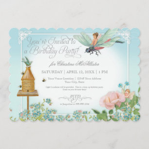 Dress Up Birthday Party Garden Fairy Bee Dragonfly Invitation