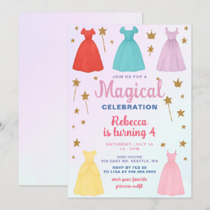 Dress up Outfits girls Princess Birthday Party Invitation