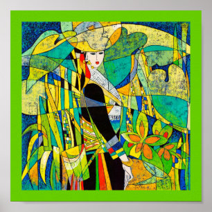 Dress Up Ping Hao oriental abstract painting art Poster