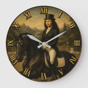 Dressage Funny Mona Lisa Horse Lover Gift Large Clock