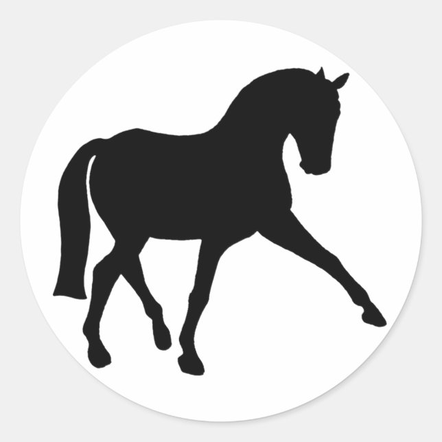 Dressage Half Pass Silhouette Classic Round Sticker (Front)