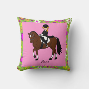 Dressage Horse and Rider caricature personalised Cushion