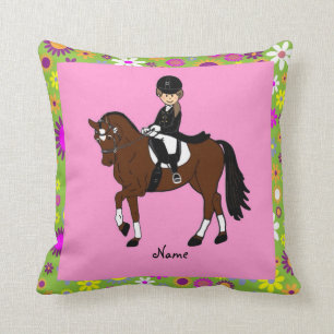 Dressage Horse and Rider caricature personalised Cushion