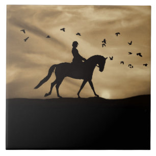 Dressage Horse and Rider Fine Art Ceramic Tile
