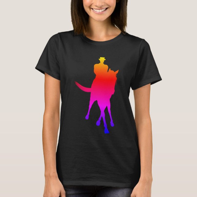 Dressage Horse And Rider Half Pass Rainbow  T-Shirt (Front)