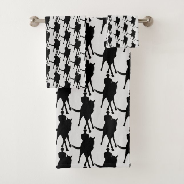Dressage Horse And Rider Silhouette     Bath Towel Set (Insitu)